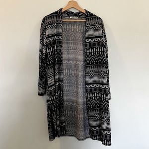 Carol Rose Aztec Pattern Long Cardigan